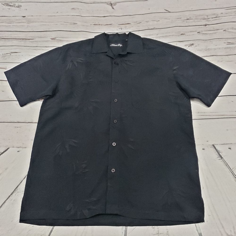 Milano Bay Hawaiian Shirt Size Small Button Down Floral Black